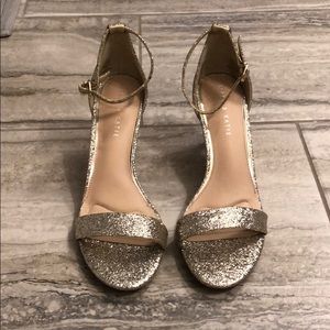 Kelly and Katie gold glitter heels